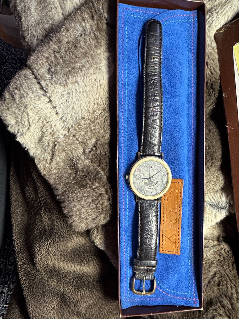 Vintage-Inspired Black Leather Strap Women's Watch